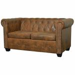 2-osobowa brązowa sofa w stylu Chesterfield - Charlotte 2Q w sklepie internetowym Edinos