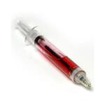 Długopis strzykawka całkowicie bezpieczny wygląda jak strzykawka z krwią w sklepie internetowym Xsonic.pl