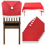 Świąteczny pokrowiec na krzesło czapka Mikołaja 6 sztuk obrus 172x130 cm w sklepie internetowym Xsonic.pl