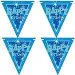 Baner urodzinowy z flag Happy Birthday "Gwiazdki" niebieski w sklepie internetowym Party world