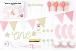 Zestaw dekoracji na Roczek dla dziewczynki, 1 urodziny różowo-złote w sklepie internetowym Party world