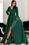Butelkowo zielona sukienka wieczorowa na wesele, na studniówkę, na bal, m447 w sklepie internetowym Lejdi.pl