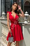 Czerwona sukienka wieczorowa z kokardkami na ramionach HB2209 w sklepie internetowym Lejdi.pl