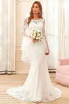 Biała koronkowa sukienka ślubna boho, elegancka sukienka do ślubu cywilnego, do ślubu kościelnego 0354 w sklepie internetowym Lejdi.pl
