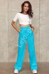 Lniane spodnie w paski, niebieskie spodnie damskie z szerokimi nogawkami 0026 w sklepie internetowym Lejdi.pl
