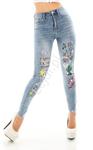 Modne jeansy damskie z napisami i kaktusem, wąskie jeansy z bardzo wysoką talią S2102 w sklepie internetowym Lejdi.pl