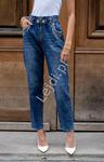 Jeansowe spodnie damskie w stylu baggy, modne spodnie z kryształkami 3892 w sklepie internetowym Lejdi.pl