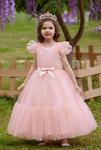 Różowa tiulowa sukienka wieczorowa dla dziewczynki na wesele, na bal, na urodziny 396 w sklepie internetowym Lejdi.pl