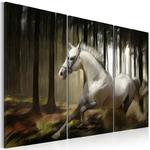 Obraz - Biały koń pośród drzew OBRAZ NA PŁÓTNIE WŁOSKIM w sklepie internetowym Radimar