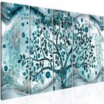 Obraz - Drzewo i fale (5-częściowy) niebieski OBRAZ NA PŁÓTNIE WŁOSKIM w sklepie internetowym Radimar