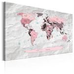 Obraz - Mapa świata: Różowe kontynenty OBRAZ NA PŁÓTNIE WŁOSKIM w sklepie internetowym Radimar