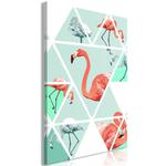 Obraz - Geometryczne flamingi (1-częściowy) pionowy OBRAZ NA PŁÓTNIE WŁOSKIM w sklepie internetowym Radimar