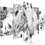 Obraz - Różana kompozycja (5-częściowy) szeroki czarno-biały w sklepie internetowym Radimar