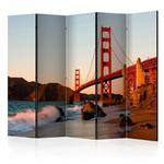 Parawan 5-częściowy - Most Golden Gate - zachód słońca, San Francisco II [Room Dividers] w sklepie internetowym Radimar