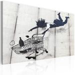 Obraz - Upadająca kobieta z wózkiem na zakupy (Banksy) OBRAZ NA PŁÓTNIE WŁOSKIM w sklepie internetowym Radimar