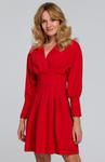 Sukienka z rozkloszowanymi zakładkami czerwona K087 w sklepie internetowym Intimiti.pl