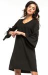 Tessita T273 sukienka z falbanką przy rękawie czarna w sklepie internetowym Intimiti.pl