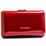 PETERSON portfel damski skórzany elegancki lakierowany z biglem P189 czerwony w sklepie internetowym Kristorebki.pl