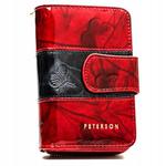 PETERSON portfel damski skórzany elegancki lakierowany z motylami P204 czerwony w sklepie internetowym Kristorebki.pl