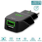 PURO Travel Fast Charger - Przenośna ładowarka sieciowa 2 x USB 3.4 A z niebieskim podświetleniem LED (czarny) w sklepie internetowym iShock.pl