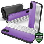 Zizo Retro Series - Etui iPhone Xs/ X z kieszenią na karty + podstawka + szkło 9H na ekran (Purple/Silver) w sklepie internetowym iShock.pl