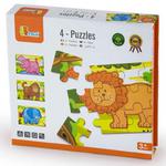 Drewniane Puzzle Safari Zwierzęta Viga Toys Układanka 4 Obrazki w sklepie internetowym fifishop