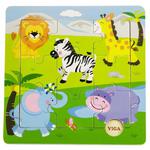 VIGA Poręczne Drewniane Puzzle Dzikie Zwierzęta Safari ZOO 9 elementów w sklepie internetowym fifishop