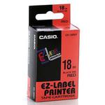 Casio taśma do drukarek etykiet, XR-18RD1, czarny druk/czerwony podkład, nielaminowany, 8m, 18mm w sklepie internetowym Centrum-tonerow.pl