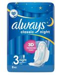 Always Classic Night podpaski higieniczne ze skrzydełkami 3D-8 sztuk w sklepie internetowym srodki-czystosci