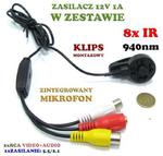 Mini Kamera Przewodowa Dzienno-Nocna (8x Black IR) 1000TVL, Kolorowa z Fonią + Klips + Zasilacz. w sklepie internetowym 24a-z.pl