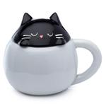 Czarny Kot - porcelanowy kubek z pokrywką w sklepie internetowym LunaMarket.pl