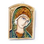 Ikona ceramiczna Mała Matka Boska Bizantyjska w złocie i zieleni bez ramy w sklepie internetowym Sowikoj.pl