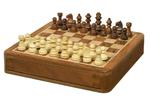 Szachy MAGNETYCZNE 18 cm z intarsjowaną szachownicą i szufladką na figury w sklepie internetowym Imperiumzabawek.pl