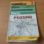 Mapa samochodowa Polski Poznań 1992 rok. w sklepie internetowym Wieszcz.pl