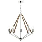 Hotel 5 Light Pendant Polished Nickel Wood HOT0538 Dar Lighting w sklepie internetowym Lampy Fabryka