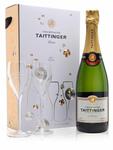 Szampan Taittinger Brut Reserve 0,75l + 2 kieliszki i metaliczne pudełko w sklepie internetowym SmaczaJama.pl