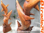 Figurka Rzeźba DELFINY Drewno Suar Rękodzieło 40cm w sklepie internetowym e-trade24.pl 