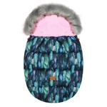 Śpiworek do wózka z futerkiem do wózka spacerowego zimowy "Eskimo Pink Feather" w sklepie internetowym Bubaland