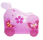 Wózek drewniany na zabawki MOTYLEK, różowy w sklepie internetowym TwojPasaz.pl