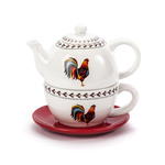 Dzbanek do herbaty i kawy z filiżanką i spodkiem ceramiczny KOGUCIK 0,4l w sklepie internetowym TwojPasaz.pl