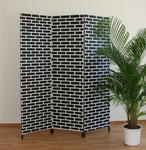 Parawan drewniany 3-skrzydłowy, czarno-biała mozaika, cegły w sklepie internetowym TwojPasaz.pl