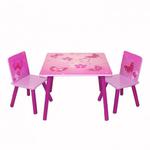 Komplet mebli dla dzieci Stolik i dwa krzesełka w różowe motylki i kwiatki w sklepie internetowym TwojPasaz.pl