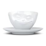 58Products - Porcelanowa filiżanka do kawy "Uśmiechnięta" - biała - 0,2 l w sklepie internetowym Barokko.pl