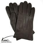Ciepłe rękawiczki skórzane - skóra jelenia z ociepleniem z kaszmiru - ciemny brąz w sklepie internetowym Kalta.pl