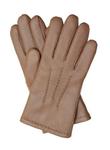 Ciepłe rękawiczki skórzane - skóra jelenia - kolor cappucino w sklepie internetowym Kalta.pl
