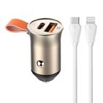 Ładowarka samochodowa LDNIO C509Q, USB + USB-C, 30W + kabel USB-C do Lightning (złota) w sklepie internetowym Akces-Markt