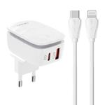 Ładowarka sieciowa LDNIO A2425C USB, USB-C + kabel USB-C - Lightning w sklepie internetowym Akces-Markt