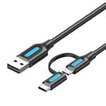 Kabel USB 2w1 USB 2.0 do USB-C/Micro-B USB Vention CQDBF, 1m (czarny) w sklepie internetowym Akces-Markt