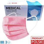 Maseczki Medyczne Polskie 3-Warstwowe, typ IIR, BFE>98%, różowe w sklepie internetowym Maskimed.pl 