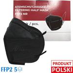 Maski FFP2 Polskie 5-Warstwowe, BFE >95%, 2 Filtry, Czarne w sklepie internetowym Maskimed.pl 